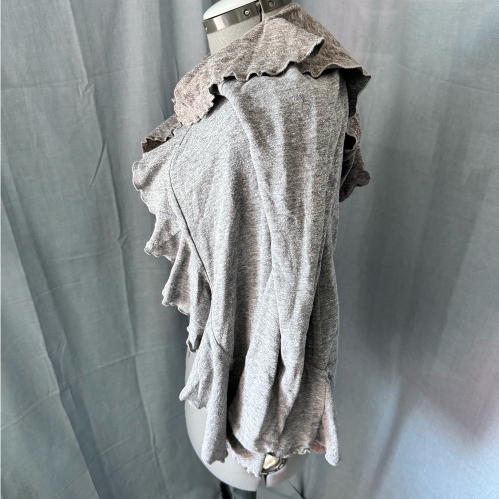 Women's Ruffled Gray Sweater - Picture 2 of 4